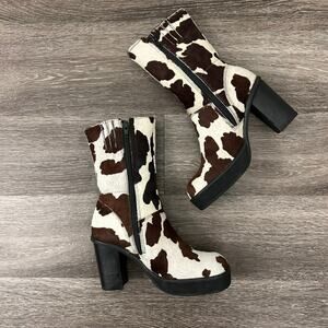 Vintage Steve Madden SFANTASY Cowhide Leather Boots Cow Print